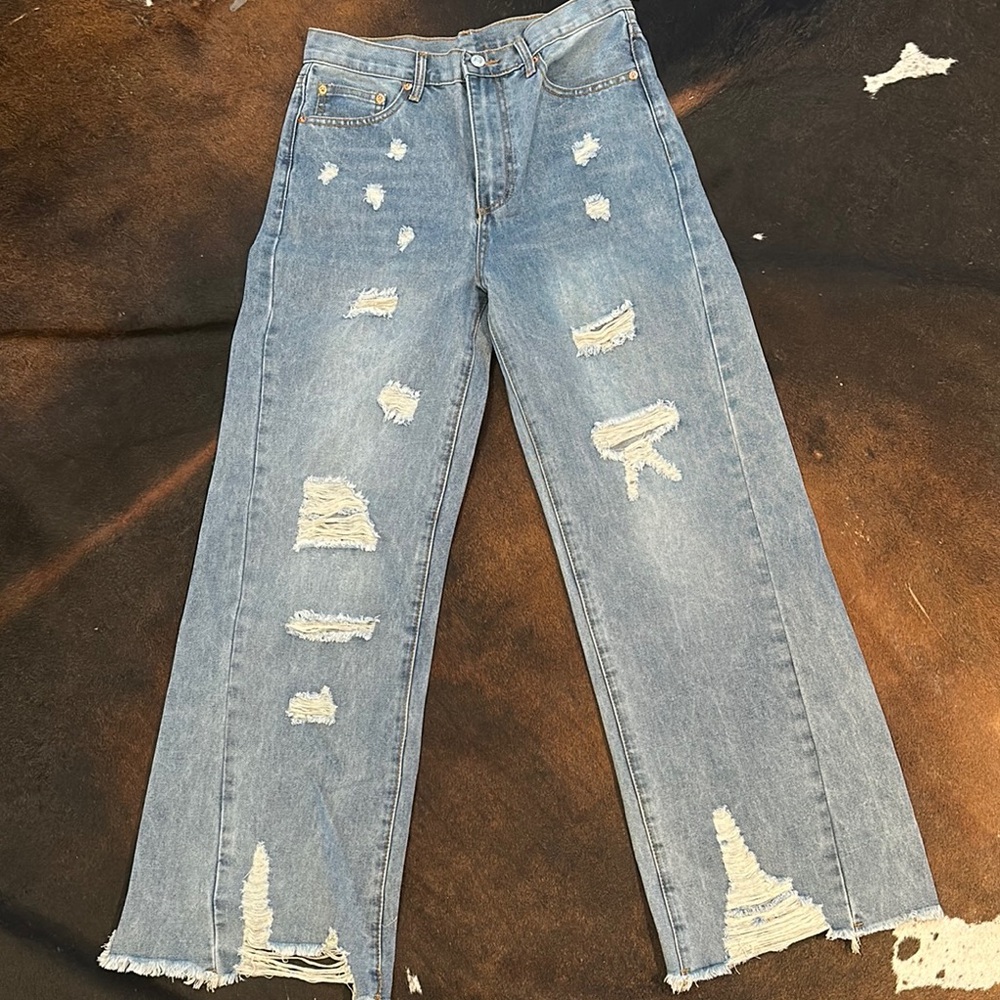 Distressed Blue Jeans